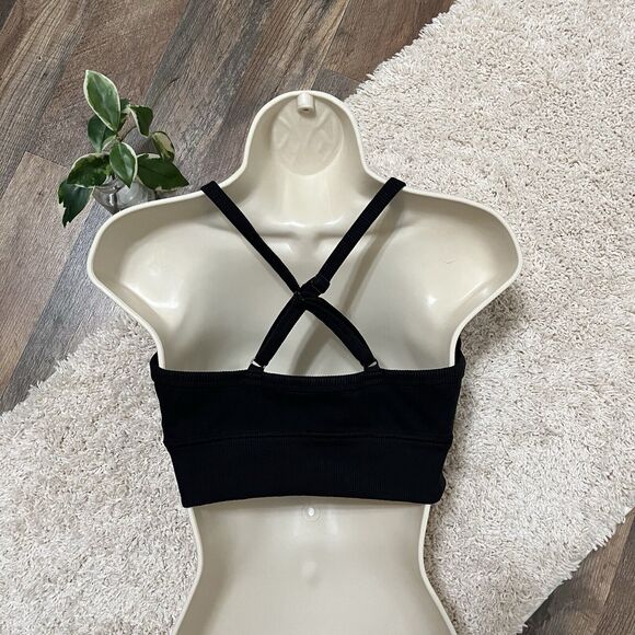 Offline by Aerie Size Large Black Ribbed Trim Racerback The Hugger Sports Bra - Picture 4 of 5